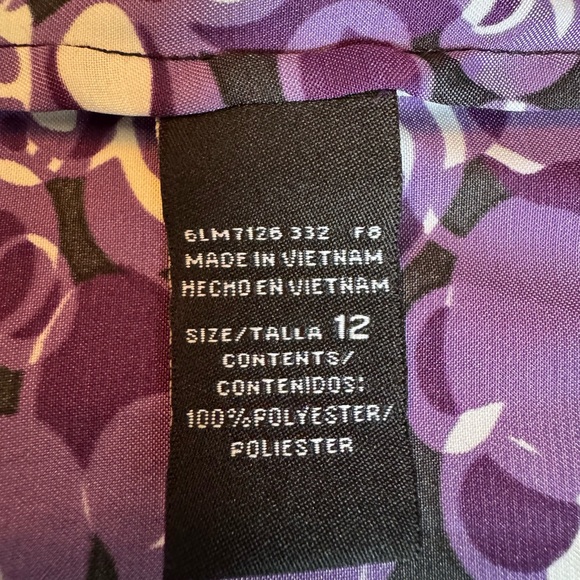 Danielle B Sleeveless Blouse Women’s Size 12 Purple Black Pintuck Pleats Silky - Picture 4 of 9